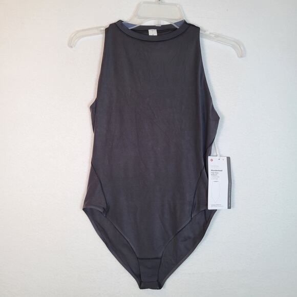 lululemon athletica Tops - Lululemon Womens WunderMost High Neck Bodysuit Tank Top Size Medium Black Yoga